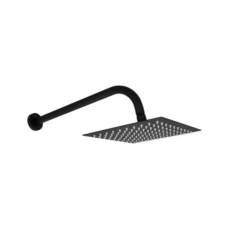 REGADERA 8" DE PLATO CUADRADO NEGRO ECOLÓGICA