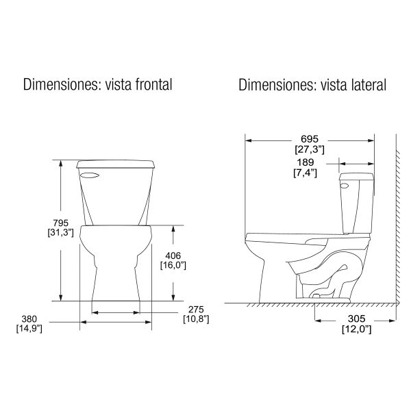 TAZA Y TANQUE AUSTRAL BLANCO HELVEX