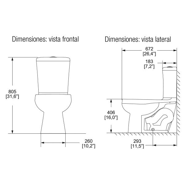 SANITARIO WC INODORO OPTION ELONG COMPAC BOTON TREXP 4.8L BLANCO HELVEX