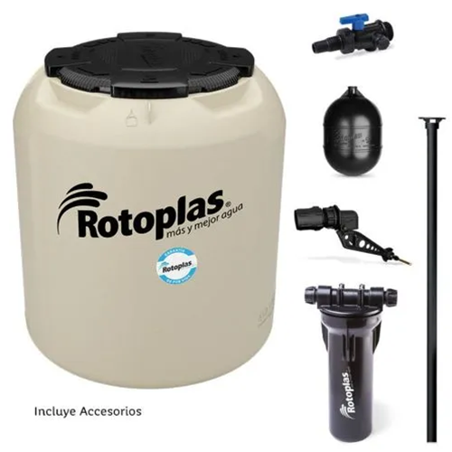 TINACO PLUS 450 LTS ROTOPLAS BEIGE CON ACCS