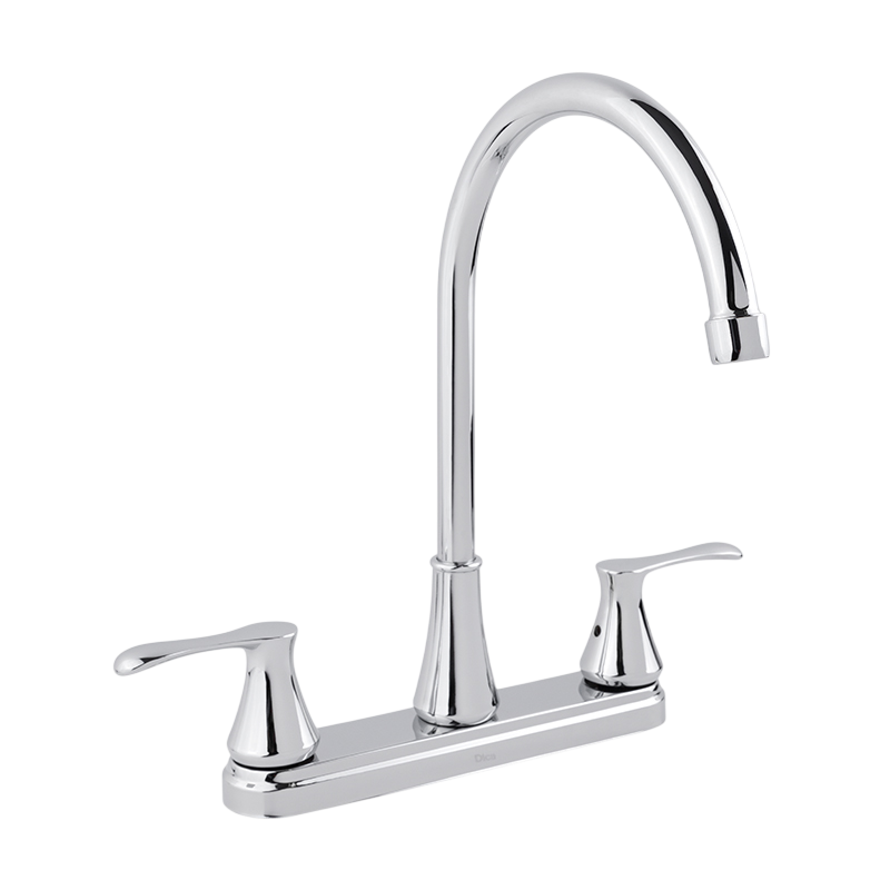 MEZCLADORA 8" CUELLO ALTO PARA FREGADERO CROMO ECOLÓGICO