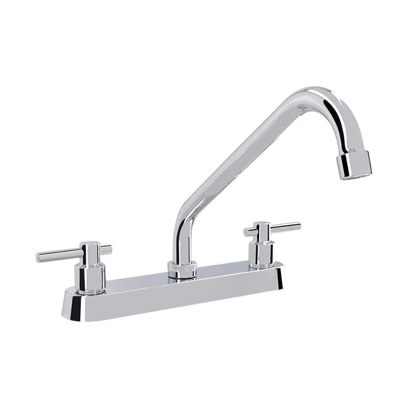 MEZCLADORA 8" CUELLO CORTO PARA FREGADERO CROMO